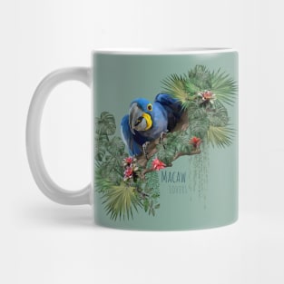 Low polygon illustration Amazon rain forest macaw bird. Mug